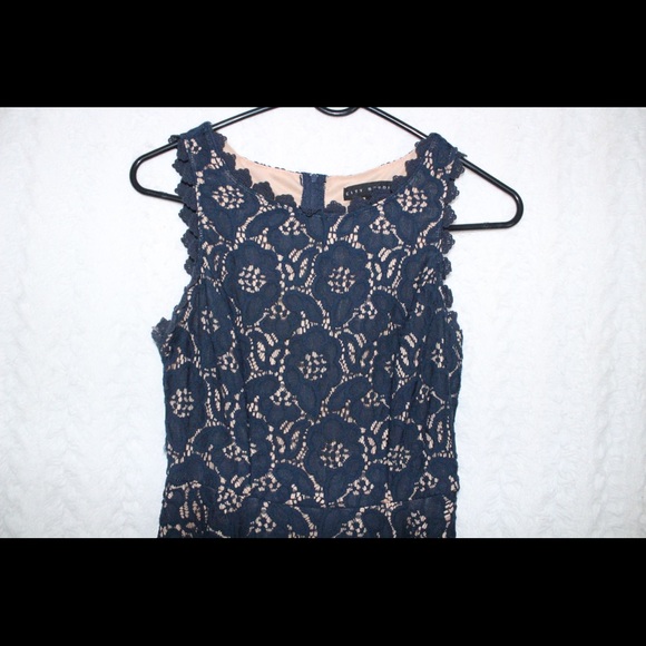 Blue Lace Womens Dress Foral Dress - Picture 5 of 10